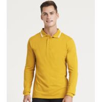AWDis Long Sleeve Tipped 100 Polo Shirt Thumbnail