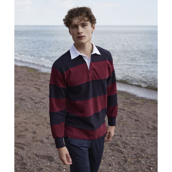 Sewn stripe long sleeve rugby shirt Thumbnail