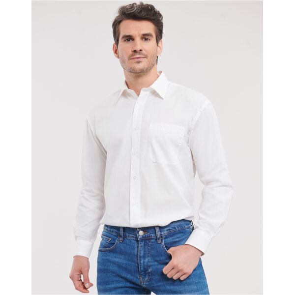 Men's Long Sleeve Classic Pure Cotton Poplin Shirt Thumbnail