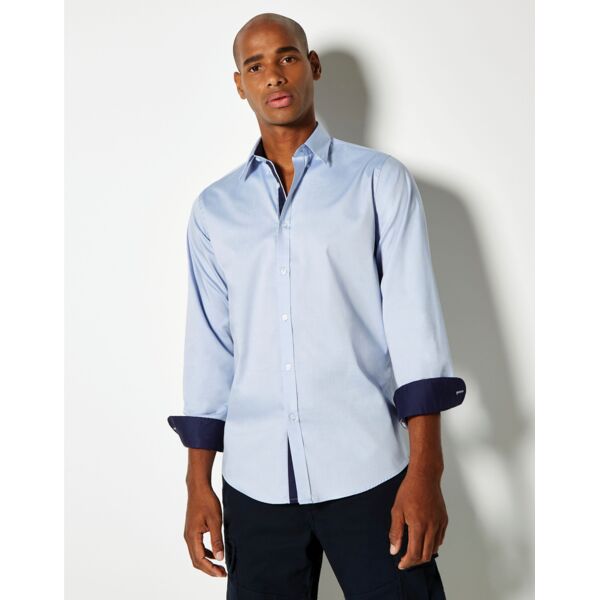 Tailored Fit Long Sleeve Premium Contrast Oxford Button Down Collar Shirt Thumbnail