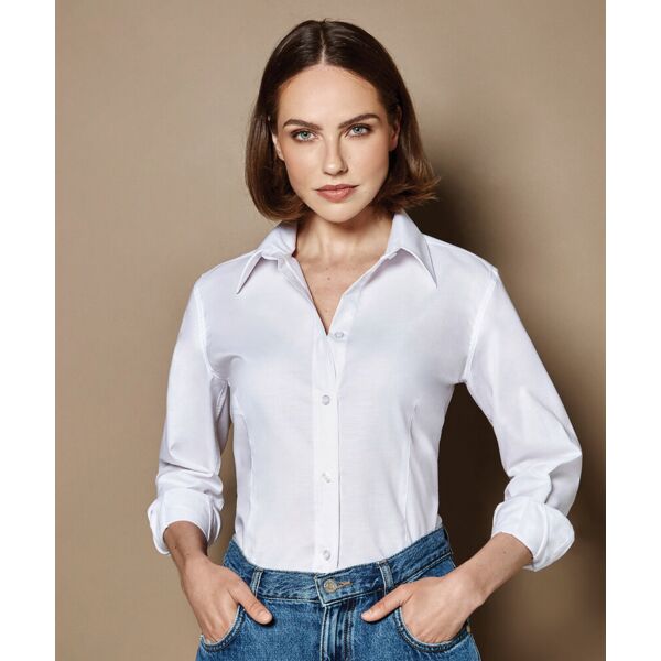 Women's workplace Oxford blouse long-sleeved (tailored fit) Thumbnail