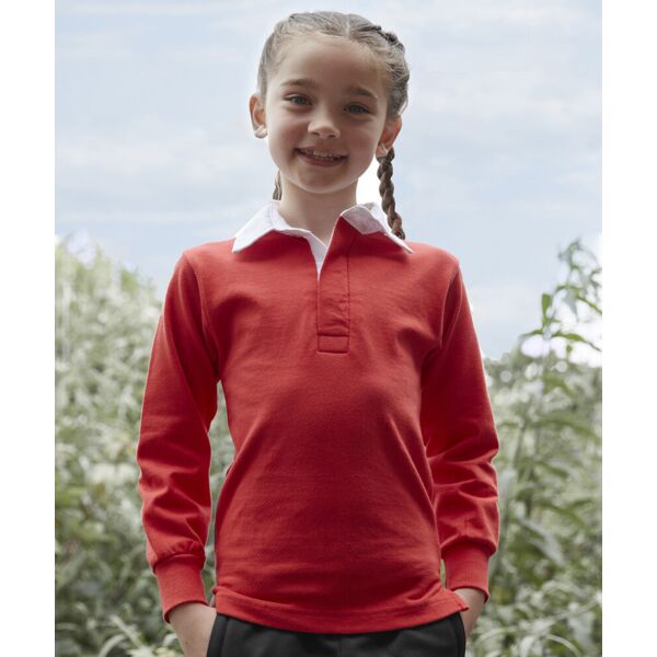 Kids long sleeve plain rugby shirt Thumbnail