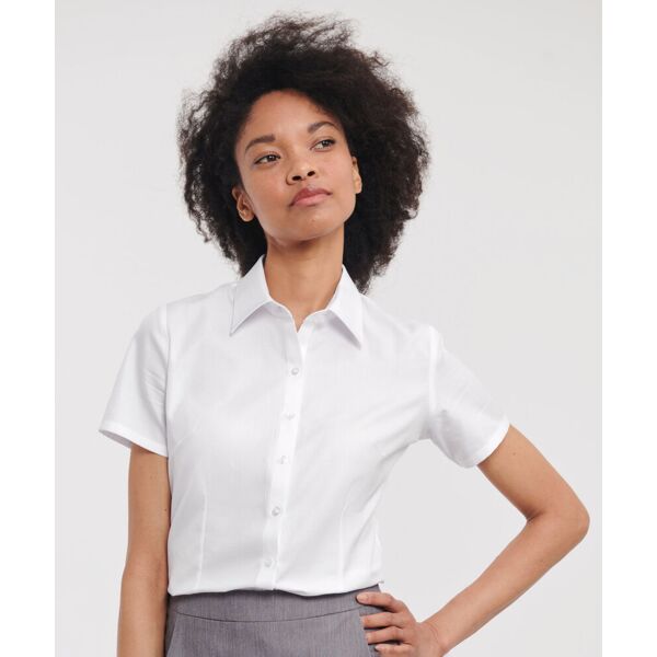 Women's short sleeve herringbone shirt Thumbnail