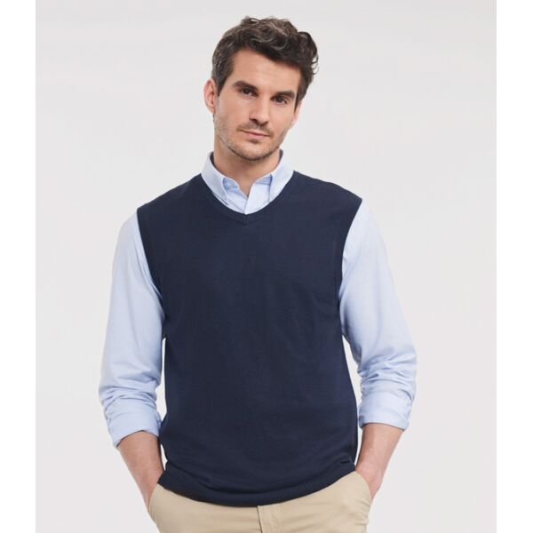 Russell Collection Sleeveless Cotton Acrylic V Neck Sweater Thumbnail