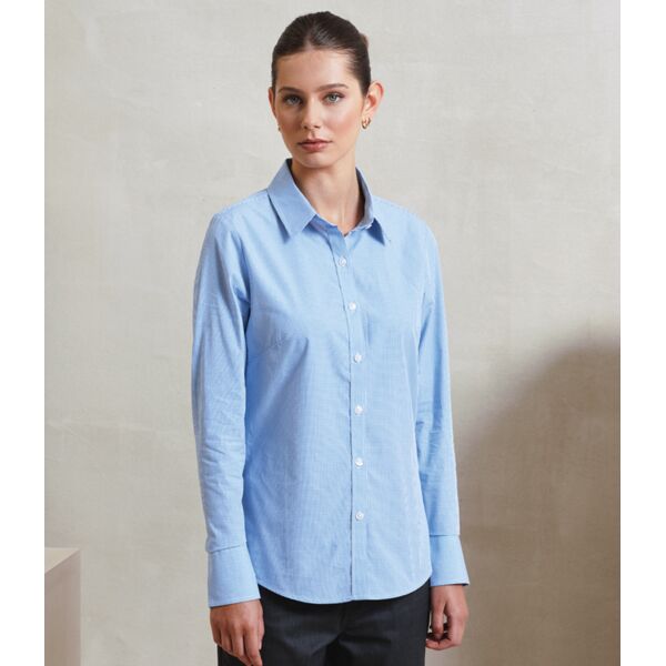 Premier Ladies Gingham Long Sleeve Shirt Thumbnail