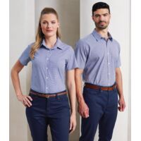 Premier Ladies Gingham Short Sleeve Shirt Thumbnail