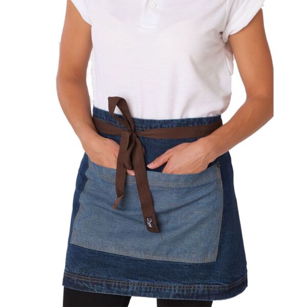 Washed Denim Contrast Waist Apron Thumbnail