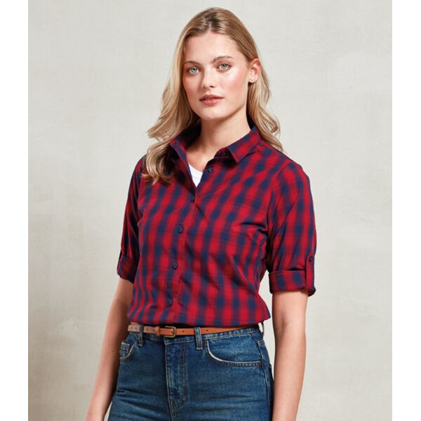 Premier Ladies Mulligan Check Long Sleeve Shirt Thumbnail