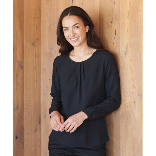 Women's pleat front long sleeve blouse Thumbnail