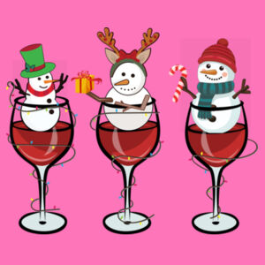 Wine And Snowman - Softstyle™ women's ringspun t-shirt Design
