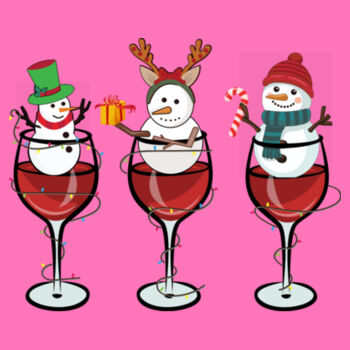 Wine And Snowman - Softstyle™ women's ringspun t-shirt Design