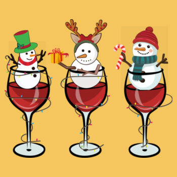 Wine And Snowman - Softstyle™ adult ringspun t-shirt Design