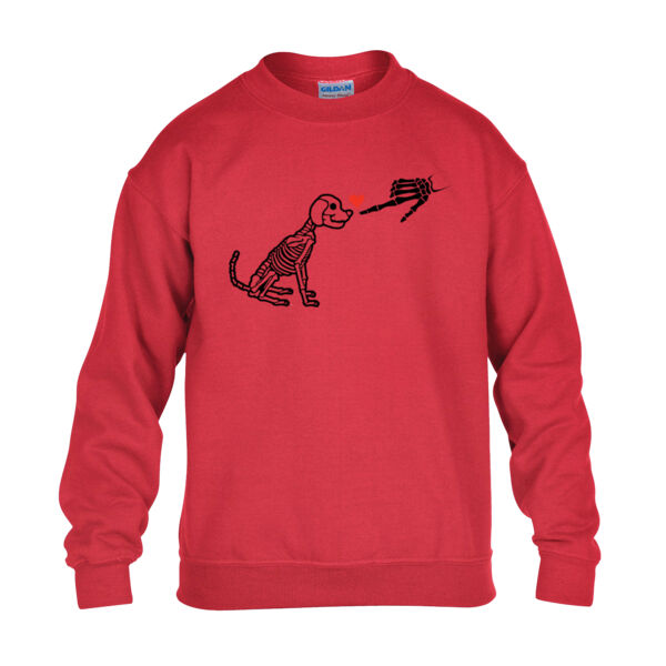 Halloween Dog Skelton with Heart - Heavy Blend™ youth crew neck sweatshirt Thumbnail