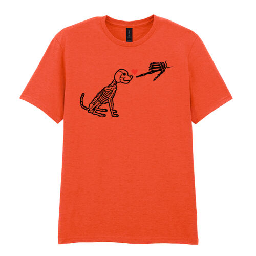 Halloween Dog Skelton with Heart - Softstyle™ adult ringspun t-shirt Thumbnail