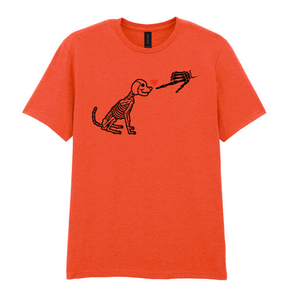 Halloween Dog Skelton with Heart - Softstyle™ adult ringspun t-shirt Thumbnail