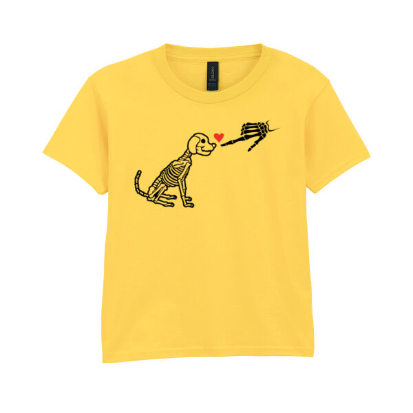 Halloween Dog Skelton with Heart - Softstyle™ youth ringspun t-shirt Thumbnail