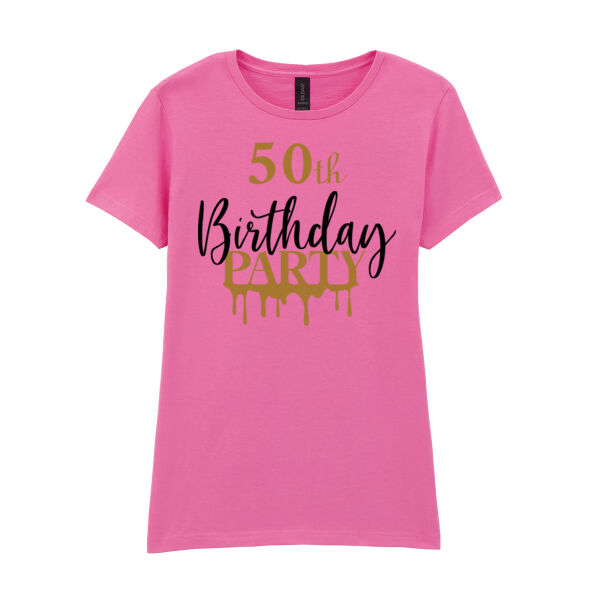 50th Birthday Party - Softstyle™ women's ringspun t-shirt Thumbnail
