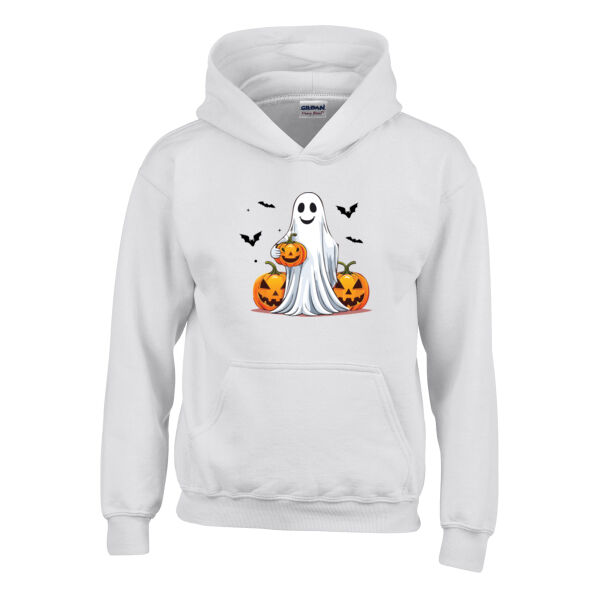 Halloween Ghost with Pumpkin - Heavy Blend™ youth hooded sweatshirt Thumbnail
