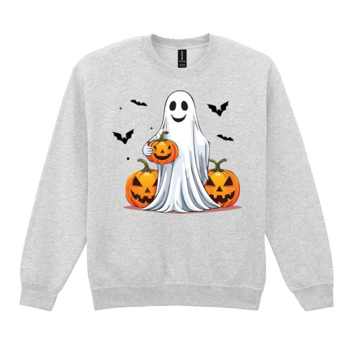 Halloween Ghost with Pumpkin - Heavy Blend™ adult crew neck sweatshirt Thumbnail