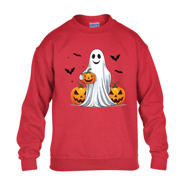 Halloween Ghost with Pumpkin - Heavy Blend™ youth crew neck sweatshirt Thumbnail