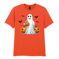 Halloween Ghost with Pumpkin - Softstyle™ adult ringspun t-shirt Thumbnail