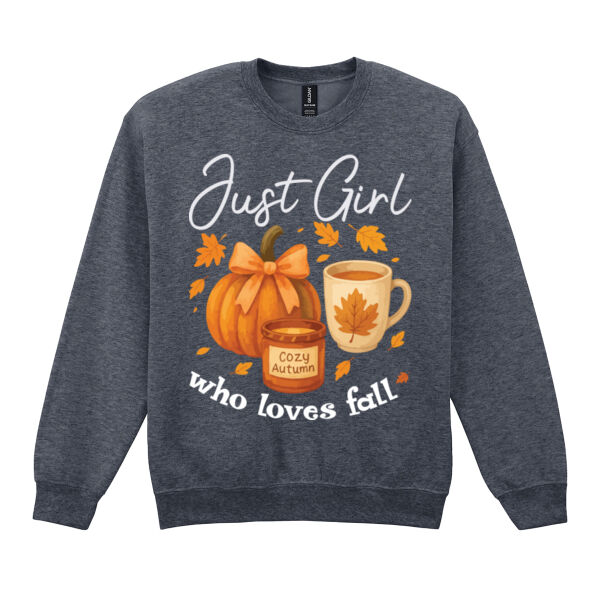Just Girls Who Loves Fall - Heavy Blend™ adult crew neck sweatshirt Thumbnail
