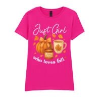 Just Girls Who Loves Fall - Softstyle™ women's ringspun t-shirt Thumbnail