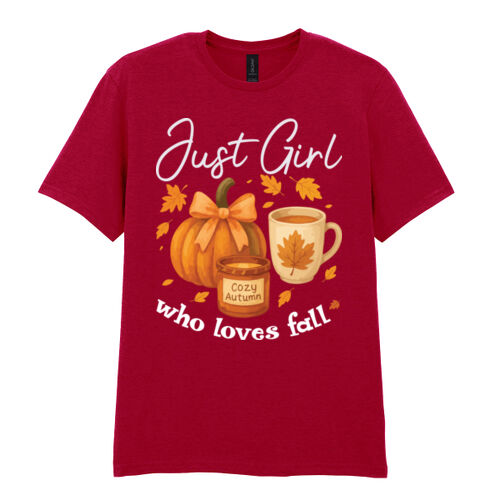 Just Girls Who Loves Fall - Softstyle™ adult ringspun t-shirt Thumbnail