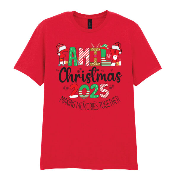 Family Christmas 2025 Making memories Together - Softstyle™ adult ringspun t-shirt Thumbnail