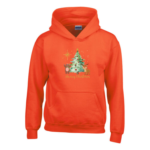 Merry Christmas with beer and reindeer - Heavy Blend™ youth hooded sweatshirt Thumbnail