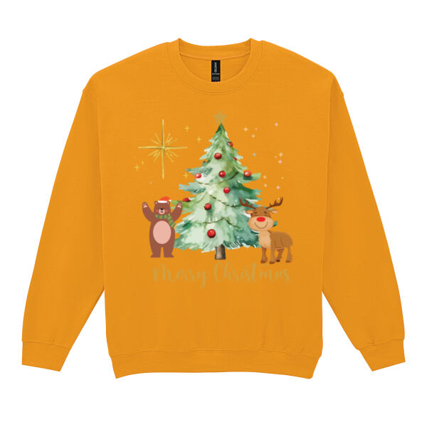 Merry Christmas with beer and reindeer - Heavy Blend™ adult crew neck sweatshirt Thumbnail