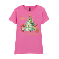 Merry Christmas with beer and reindeer - Softstyle™ women's ringspun t-shirt Thumbnail