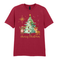 Merry Christmas with beer and reindeer - Softstyle™ adult ringspun t-shirt Thumbnail