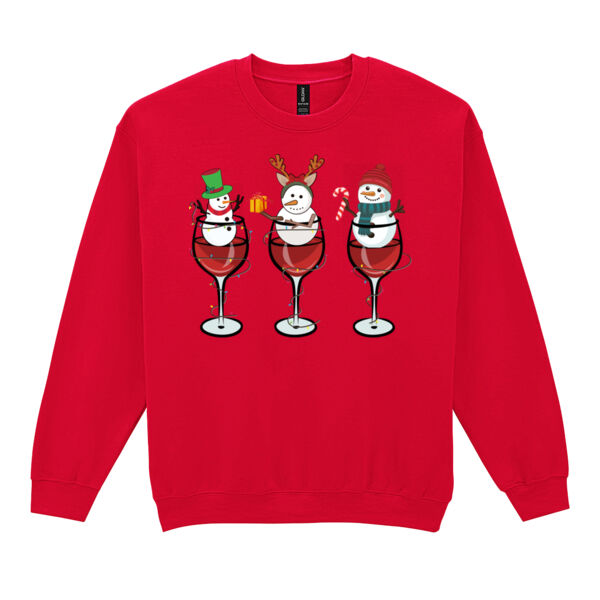 Wine And Snowman - Heavy Blend™ adult crew neck sweatshirt Thumbnail