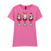 Wine And Snowman - Softstyle™ women's ringspun t-shirt Thumbnail
