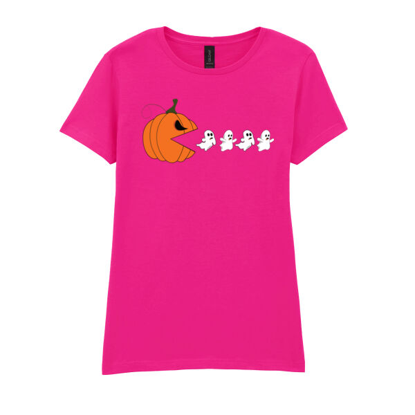 Halloween Pumpkin Ghost Eater - Softstyle™ women's ringspun t-shirt Thumbnail