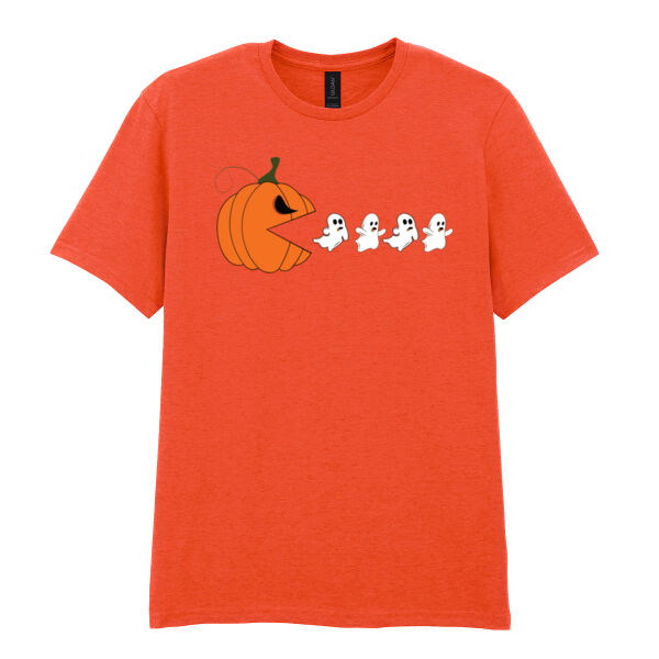 Halloween Pumpkin Ghost Eater - Softstyle™ adult ringspun t-shirt Thumbnail