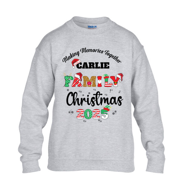 Making memories together Custom Name Family Christmas 2025 - Heavy Blend™ youth crew neck sweatshirt Thumbnail