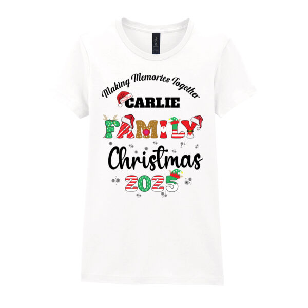 Making memories together Custom Name Family Christmas 2025 - Softstyle™ women's ringspun t-shirt Thumbnail