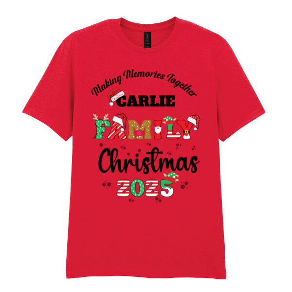 Making memories together Custom Name Family Christmas 2025 - Softstyle™ adult ringspun t-shirt Thumbnail