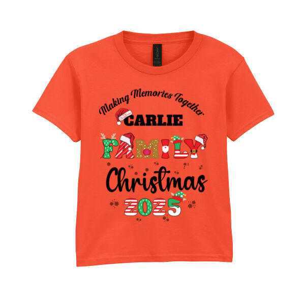 Making memories together Custom Name Family Christmas 2025 - Softstyle™ youth ringspun t-shirt Thumbnail